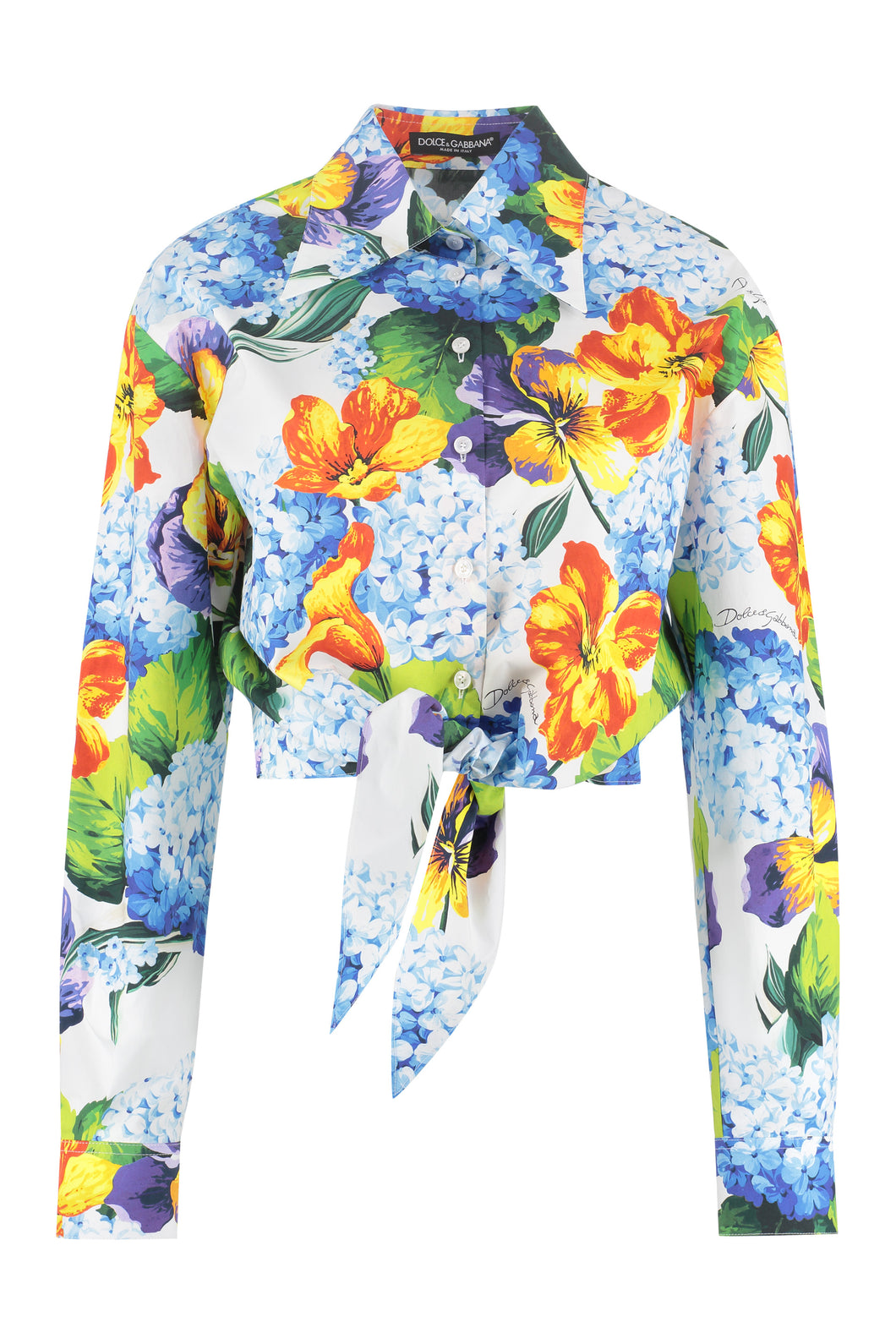 Floral print poplin shirt