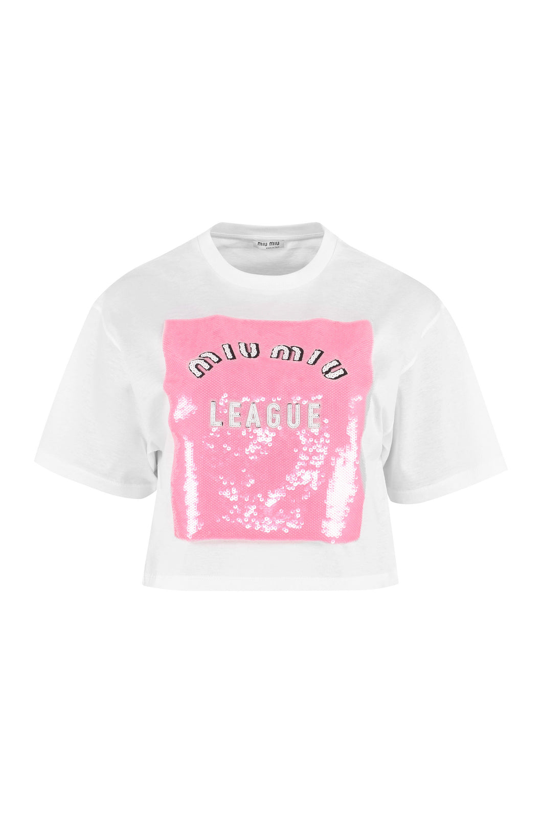 Embroidered cotton cropped T-shirt