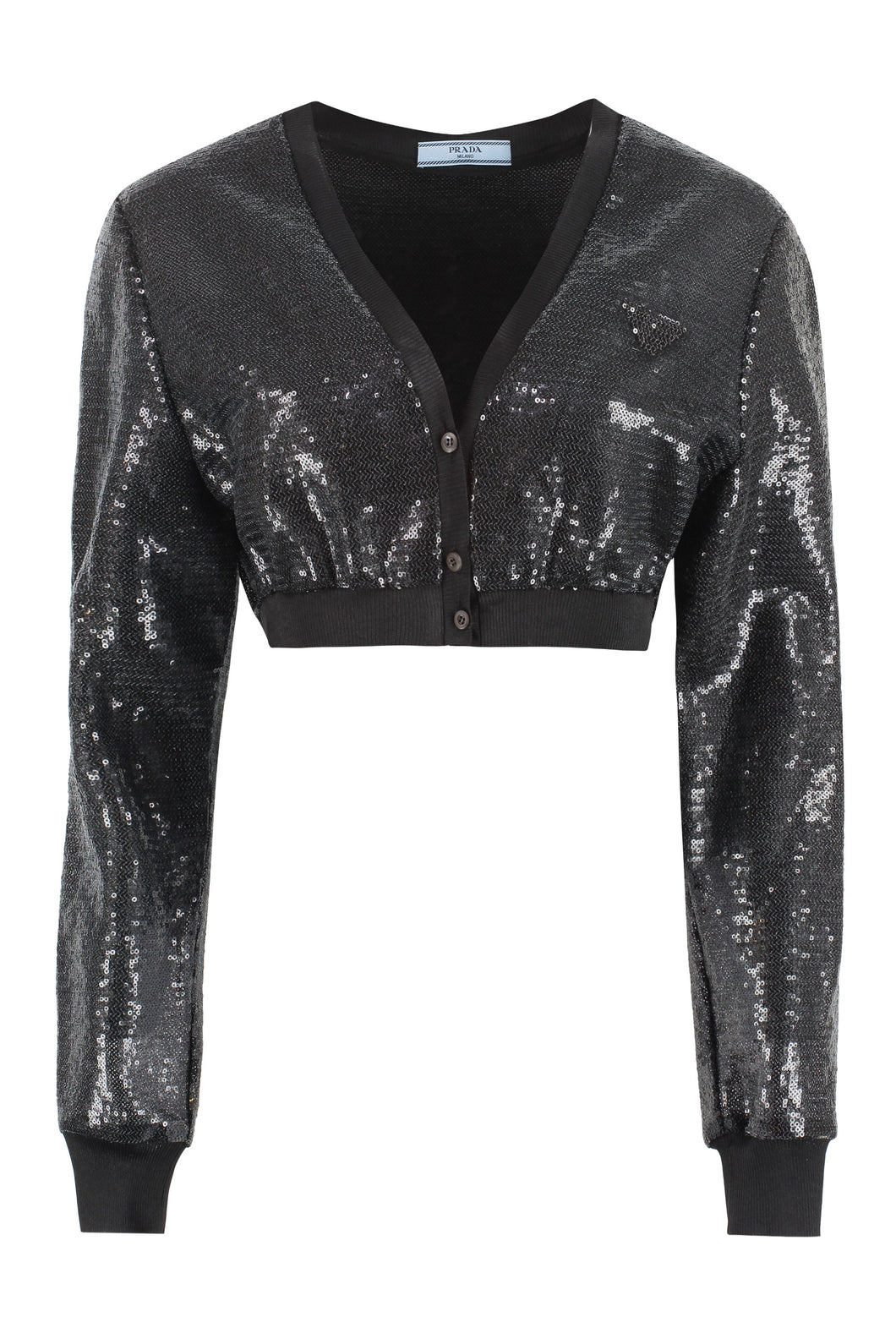 Cropped-length sequin cardigan