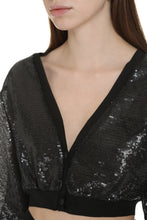 Load image into Gallery viewer, Cropped-length sequin cardigan
